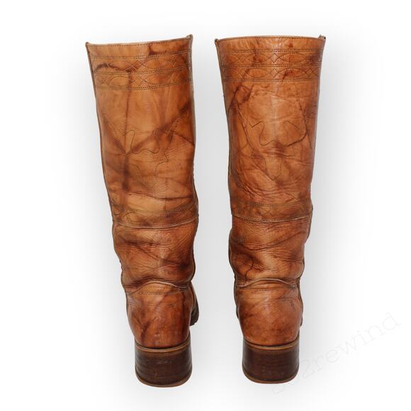 8.5 Frye Campus Stitching Horse Cowboy Boots Saddle Knee-High LugSole Western - Picture 16 of 16